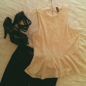 Lace peplum top