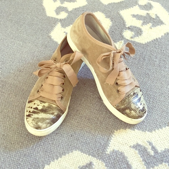 Lanvin Shoes - Lanvin Snakeskin Toe Cap Sneakers