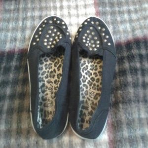 Black studded flats