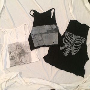 Three Brandy Melville graphic tanks
