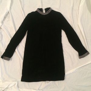 Black velvet dress with pearl details