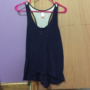A dark blue tank top