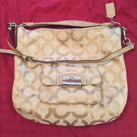 Authentic coach shoulder bag purse gold brown - Picture 1 of 4