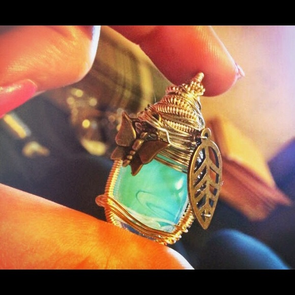 Handmade gem stone wire wrap necklaces gypsy boho - Picture 3 of 4