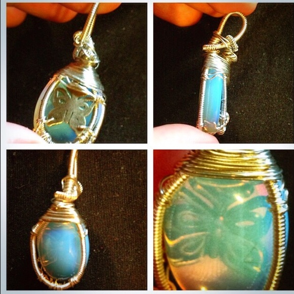 Handmade gem stone wire wrap necklaces gypsy boho - Picture 4 of 4