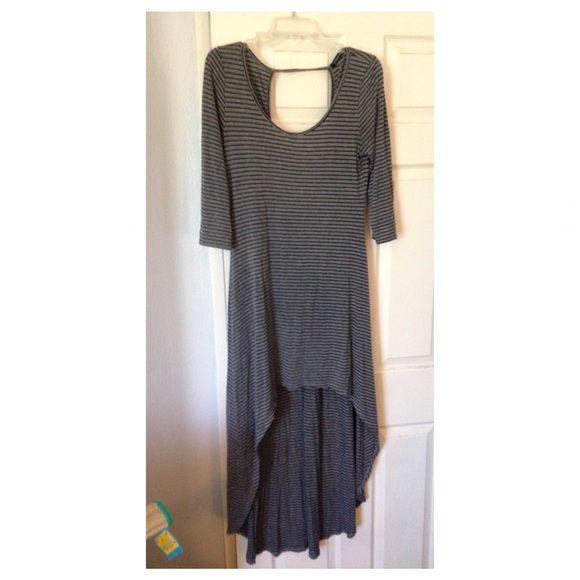 High low open back dress