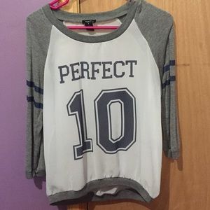 Long Sleeved, White and Grey Shirt