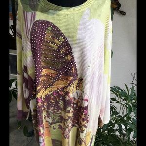 Long Sleeve Mesh Loose Top Medium - Large