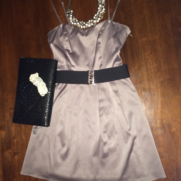 Silver Dress Sz S w/ black belt removable straps