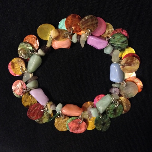 Jewelry - mermaid pebble shell rainbow bracelet
