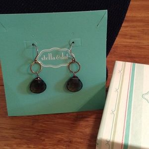 Stella & Dot Faceted Smoky Quartz Drop Earrings