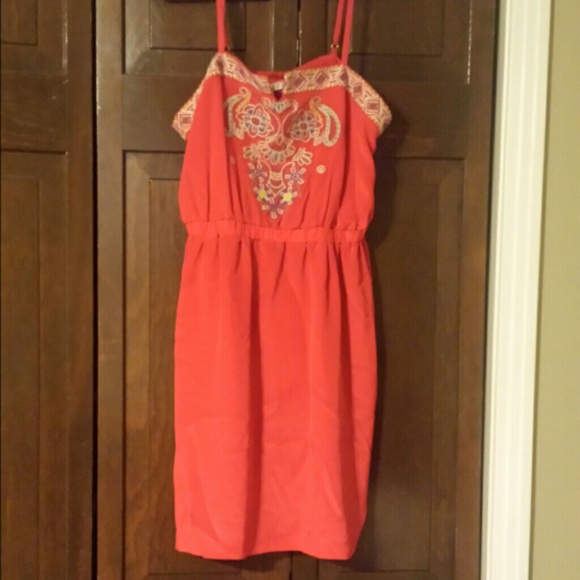 chelsea and violet red dress Chelsea & Violet Women's Strappy Black Red Shimmer Roses Dress Size Small
