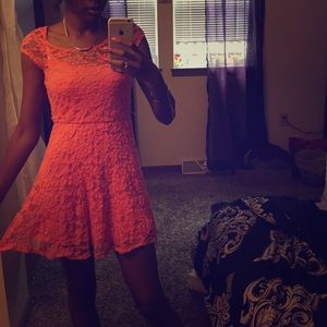 Coral lace dress