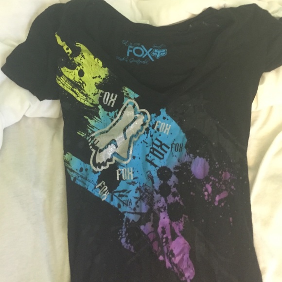 Fox rainbow vneck tshirt from pacsun