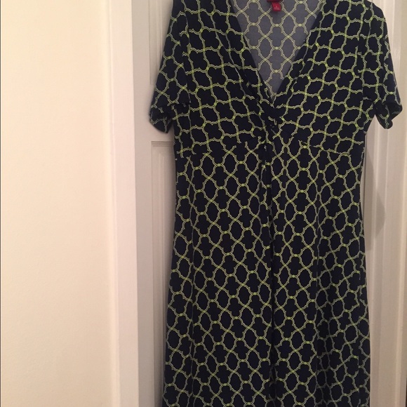 Adorable navy, lime and white dress!