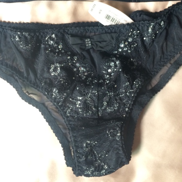 Victoria's Secret black crystal lace panty, BNWT