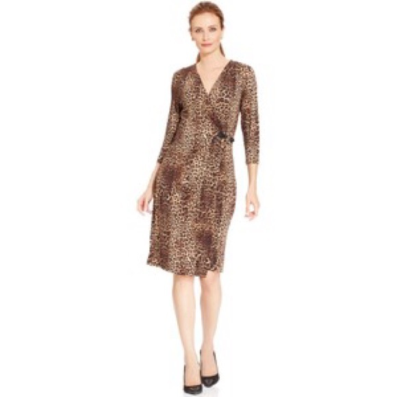 Animal print dress with gold hardware clasp