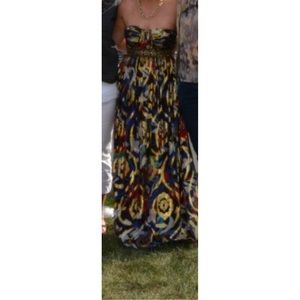 Beautiful multi colored prom dress w/ gold accents