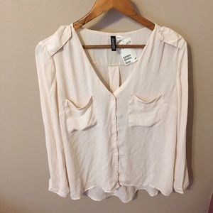 Light Pink Sheer Button Down Top