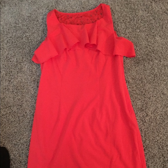 Orange ruffle and lace dress