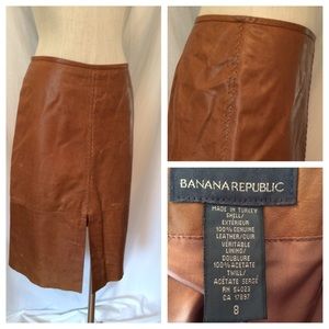 Cognac leather skirt