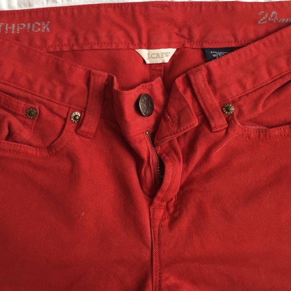 J.Crew red toothpick ankle jeans