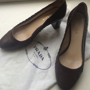 Prada Brown Leather Heels - Size 37