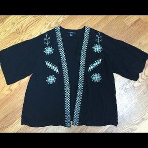 Forever 21 black embroidered kimono top