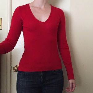 Benetton red v neck sweater