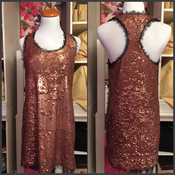 Rose gold/brown mini dress