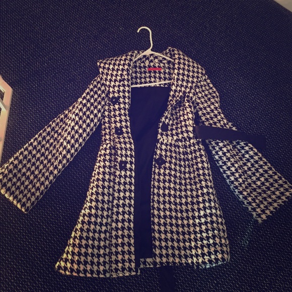 wool black and white pea coat