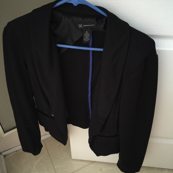 Inc black blazer with blue trim