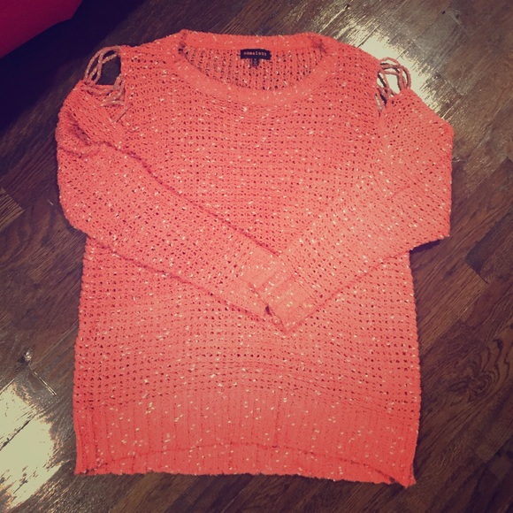 Pink sweater with cool criss cross shoulder