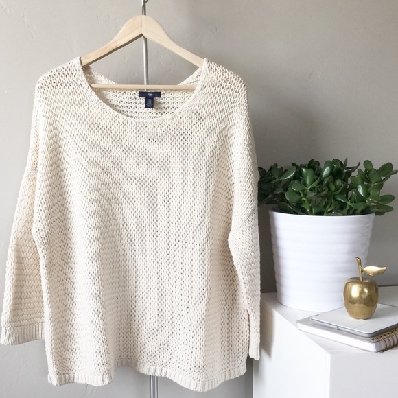 🍩 SOLD - GAP | Ivory Open-Knit Pullover Sweater - Picture 2 of 4