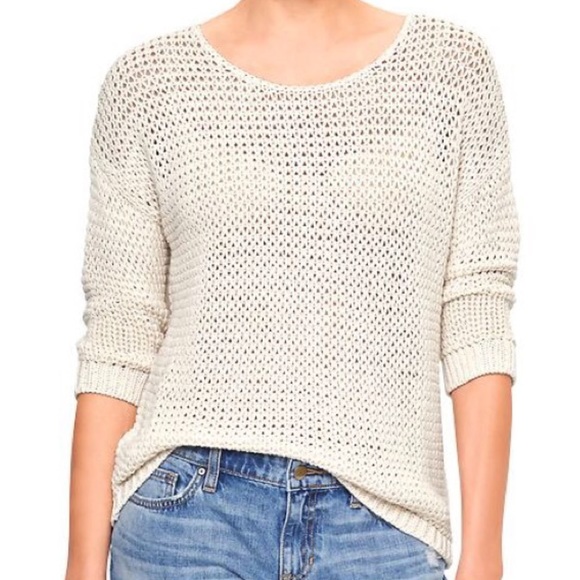 🍩 SOLD - GAP | Ivory Open-Knit Pullover Sweater - Picture 4 of 4