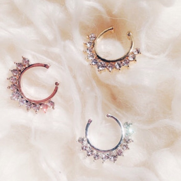 Rhinestone Faux Septum/Nose Ring - Picture 2 of 2