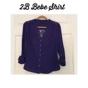 Blue long sleeve button up shirt