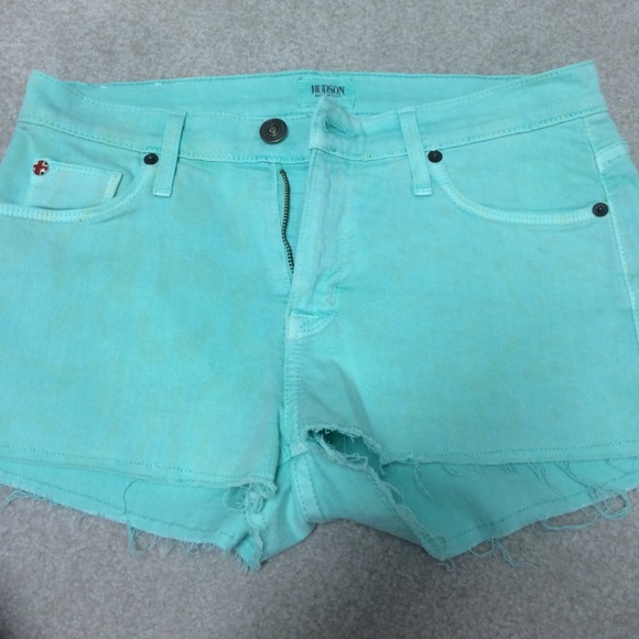 Hudson green patterned jean shorts