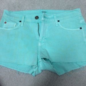Hudson green patterned jean shorts