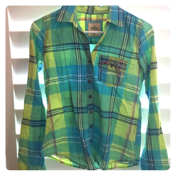 Green and blue plaid long sleeve