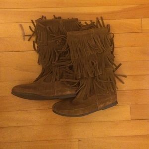 Brown Minnetonka Triple Fringe Boot