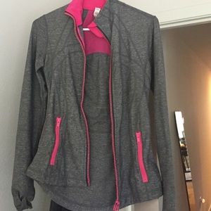 Lulu lemon fitted pink and grey zip up