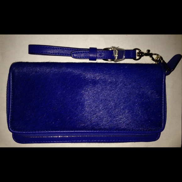 Sondra Robert Calf Hair Double Zipper Wristlet