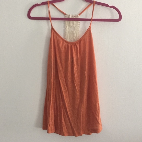 Lace back orange tank top - Picture 3 of 3