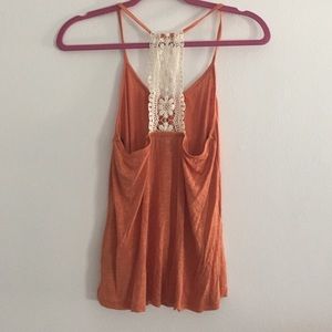 Lace back orange tank top