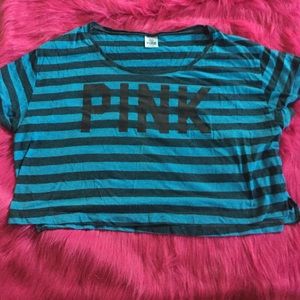 VS blue striped crop top