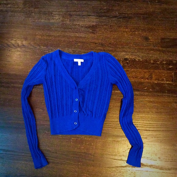 Bright blue crop cable-knit sweater xsmall