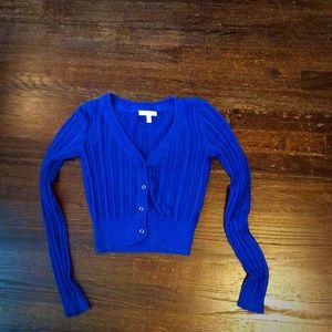 Bright blue crop cable-knit sweater xsmall