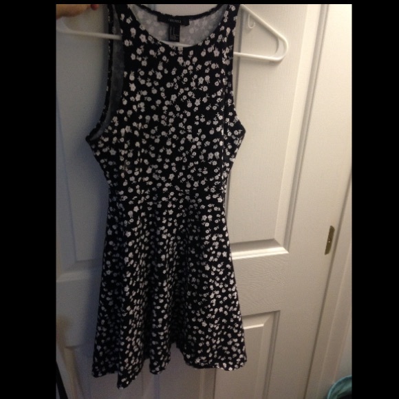 Black and White Floral Skater Dress