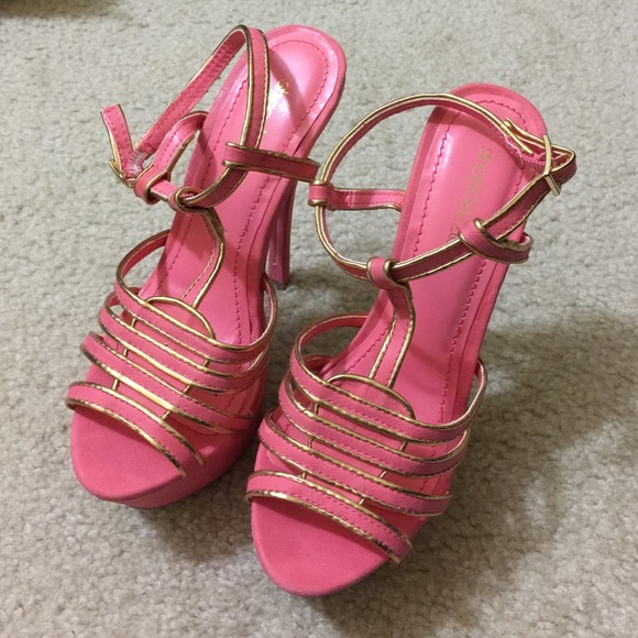 Pink gold high heel shoes